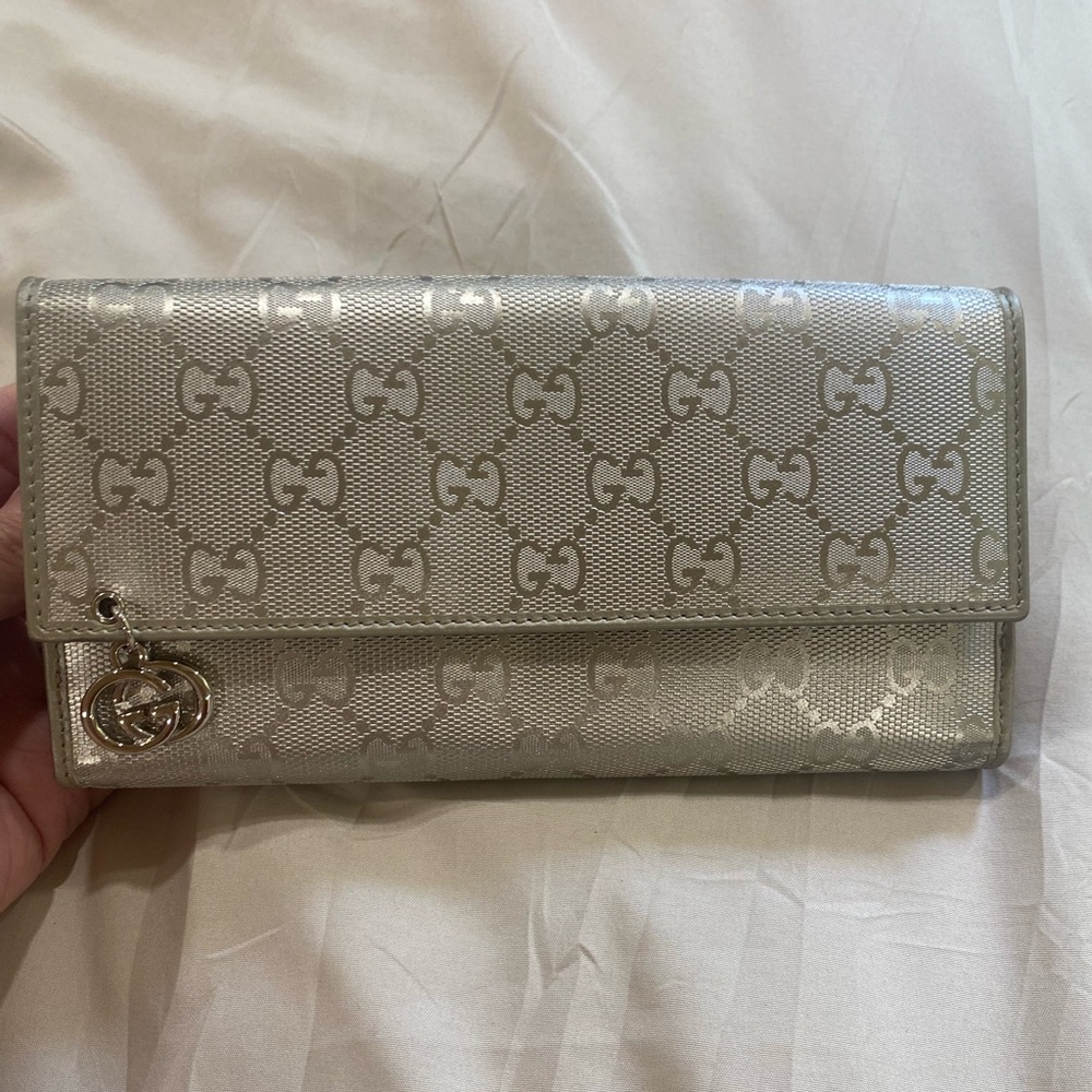 Guccisima GUCCI large Wallet silver AUTHENTIC excellent condition